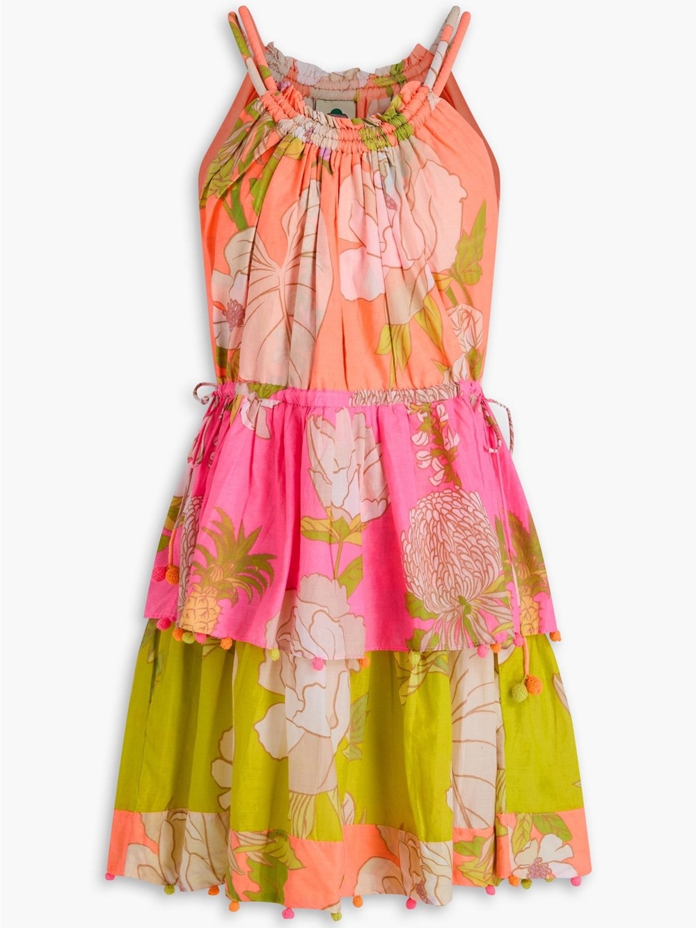 NWT Sz S Farm Rio Tiered printed cotton mini dress